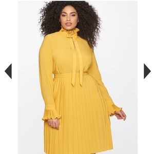 ELOQUII  Pleated Dress with Ruffle Detail